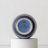 Mid-century modern blue ceramic table lamp with new Liberty London floral shade.