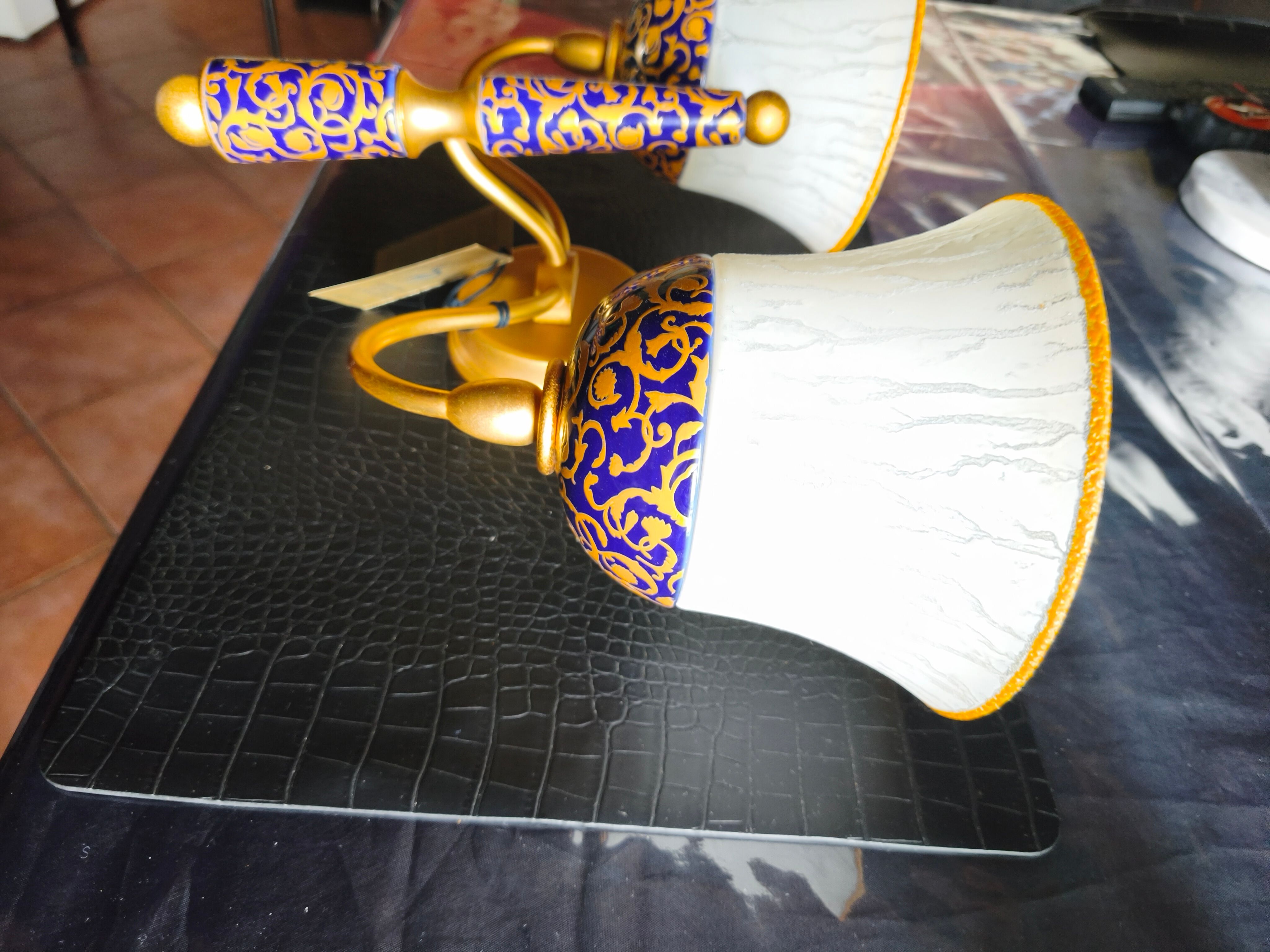 New double wall light (Le Porcellane Florence) Porcelain & Gold