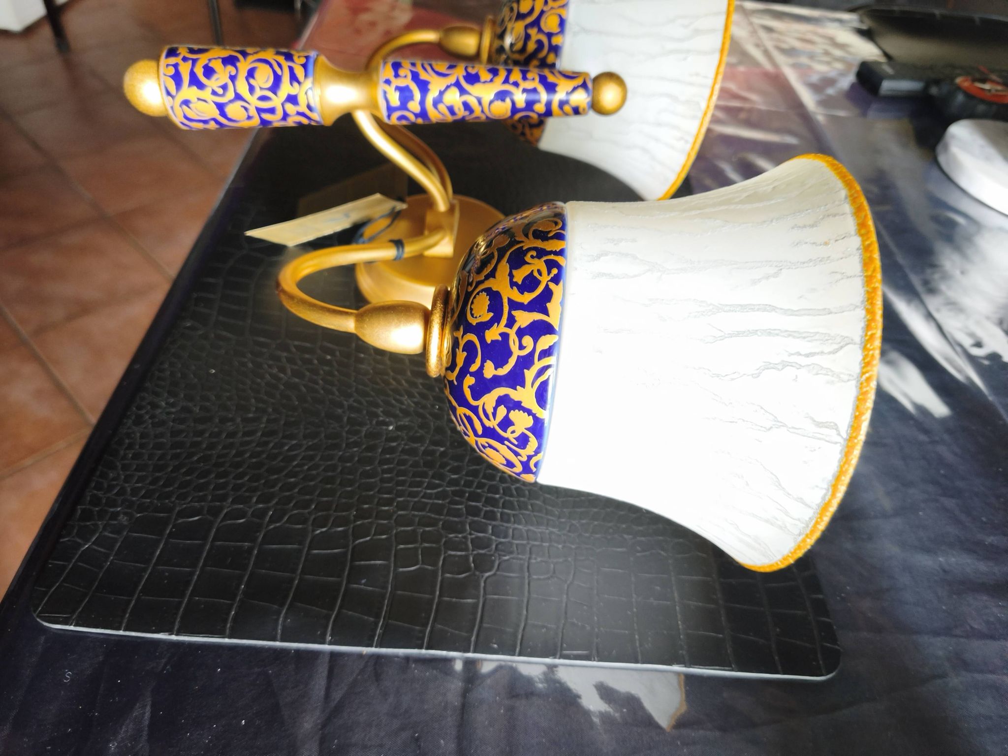 New double wall light (Le Porcellane Florence) Porcelain & Gold