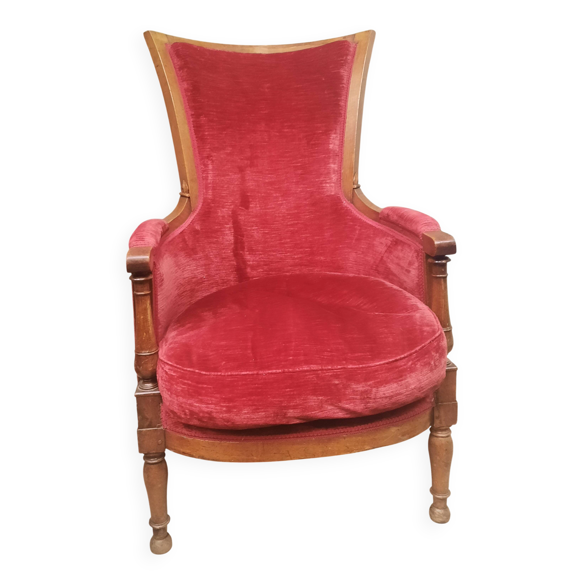 Bergère d époque  Directoire  en velour rouge
