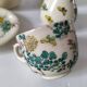 Japanese-style tea set in cracked earthenware with chrysanthemum flowers