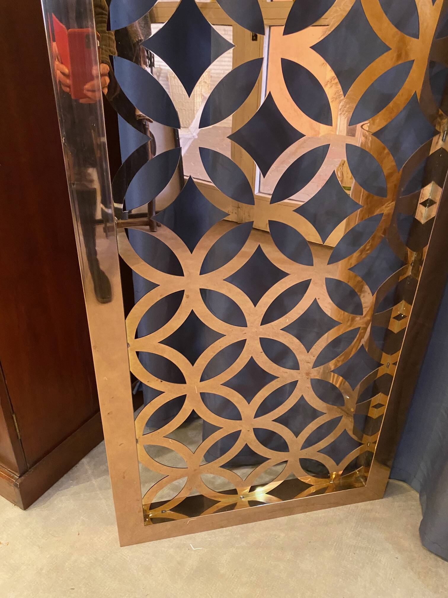 Vintage copper screen panel, sculpted, 1970s/80s, metallic color