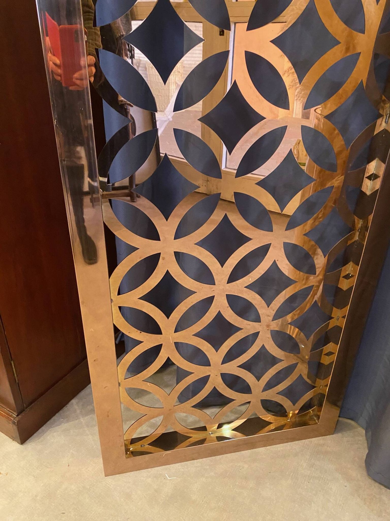 Vintage copper screen panel, sculpted, 1970s/80s, metallic color
