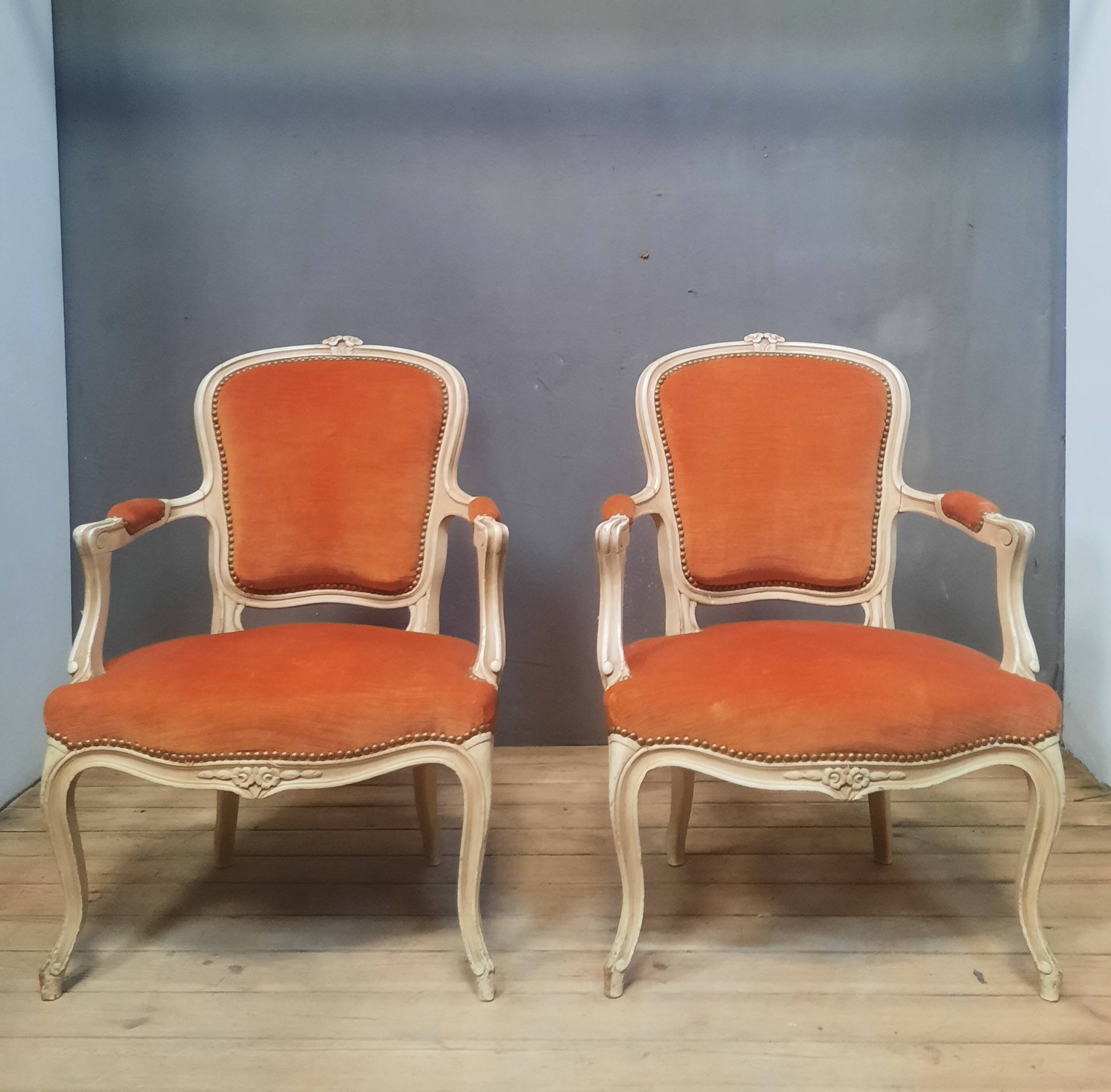 Pair of Louis XV "cabriolet" armchairs