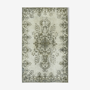 Hand-knotted carved turkish 1970s 174 cm x 279 cm grey carpet