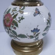 round vase earthenware brass decorated with flowers and insects early 20th century