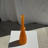 Vase soliflore en verre orange vintage H34
