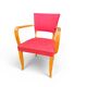 Vintage bridge armchair in wood and red faux leather, 1950s.