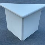Set of three triangle side tables wood white creme design