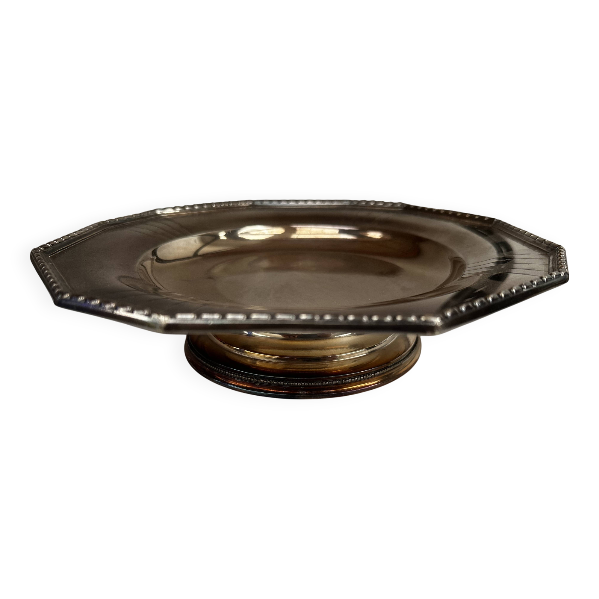 Art Deco Silver Metal Centerpiece - Octagonal Shape