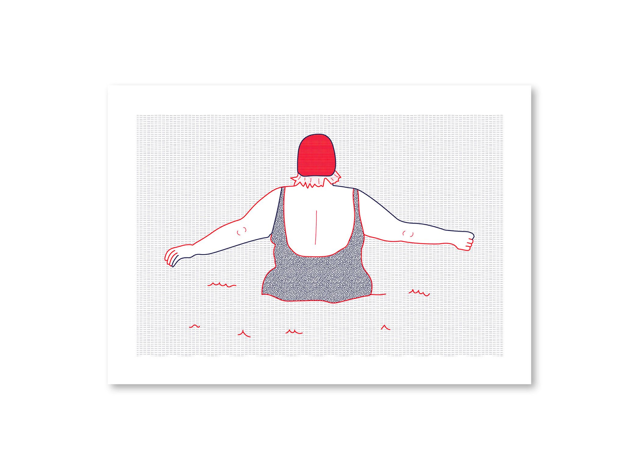 Illustration A4 naiade no. 2/8 bretagne baigneuse mer
