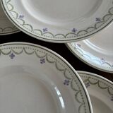 1900s Set of 6 vintage earthenware flat plates, Violetta model by Longwy