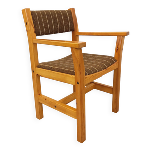 Fauteuil vintage en pin - tissu