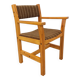 Fauteuil vintage en pin et tissu années 80