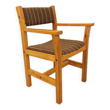 Vintage armchair in pine and fabric from the 80s