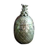 Three-piece vintage chrome metal pineapple box or sugar