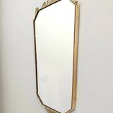 Vintage Shield Shaped Wall Mirror with Brass Frame, Italy