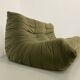 Vintage 2 and 3 seater green velvet togo set
