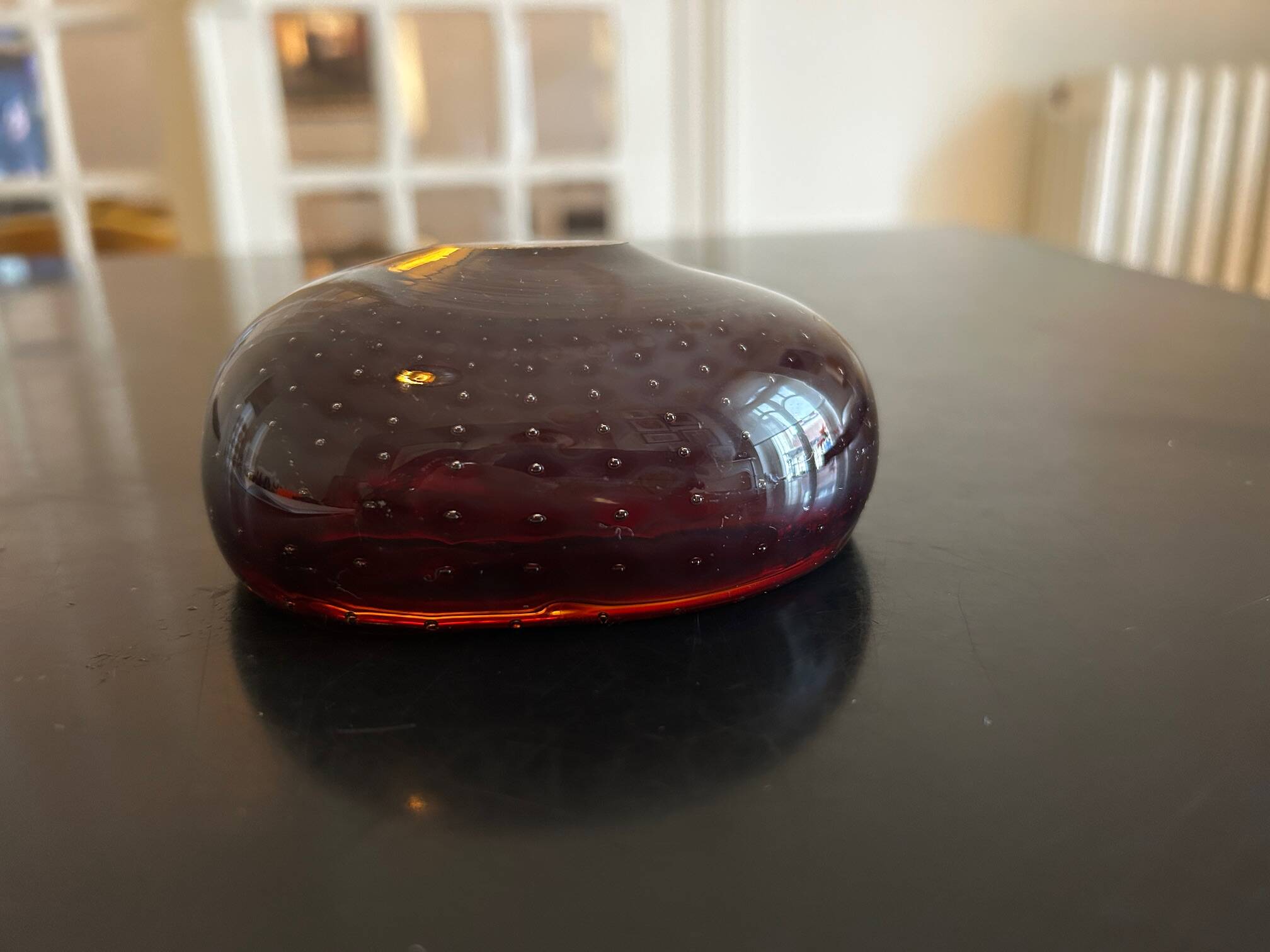 red and yellow Murano pocket vase