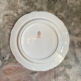 2 plats ronds Luneville en faïence jaune et dorée, service "Josette"