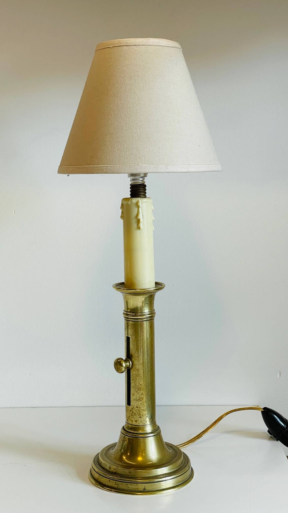 Vintage Solid Brass Candlestick Lamp