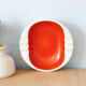 Large hollow ashtray in red and white earthenware, 50s or 60s