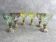 Set of 6 coloured stemmed glasses on silver stems.