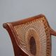 Antique beech armchair stained walnut and fabric, Italy, 19th century