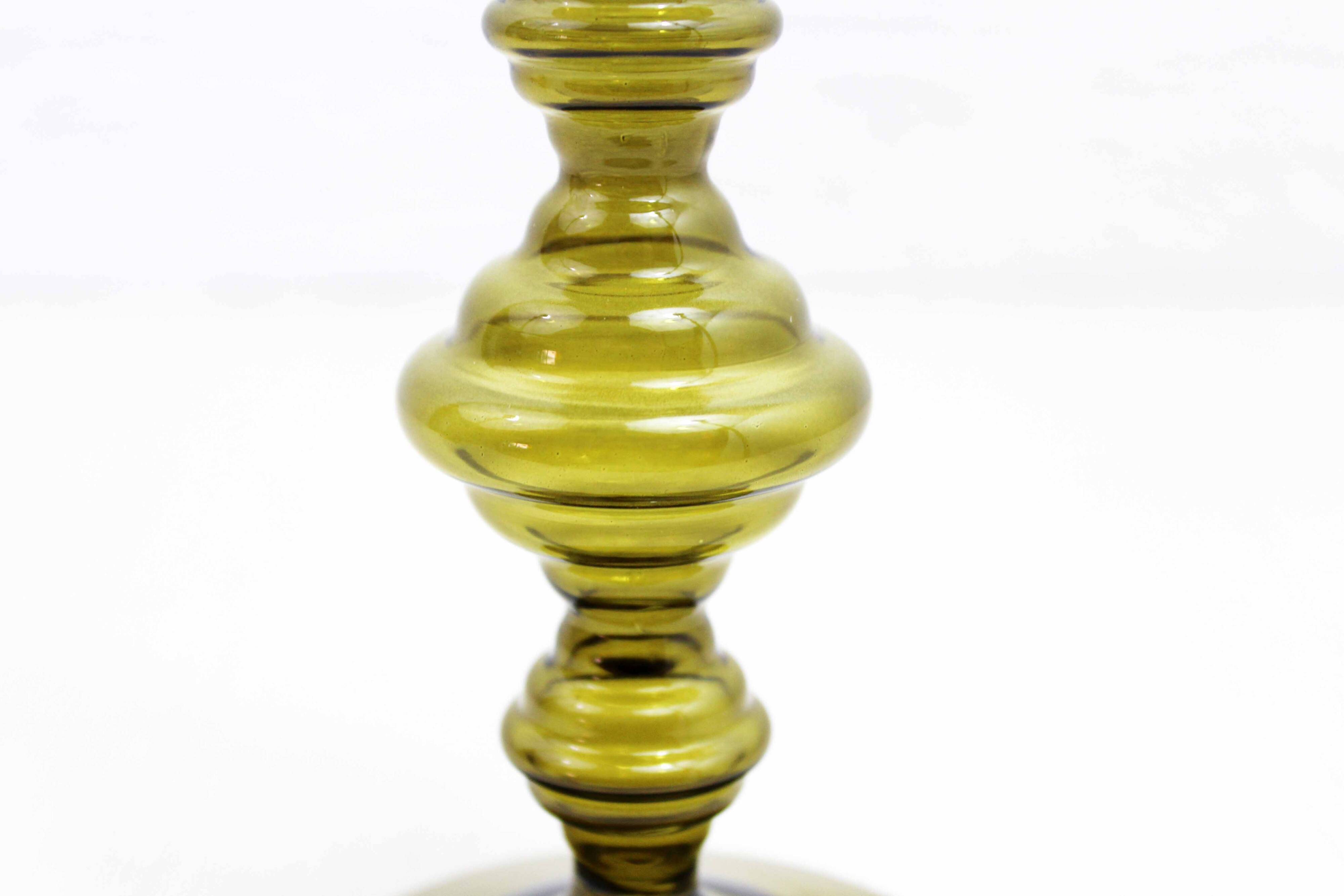 80s Amber Glass Candle Holder