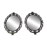 2 miroirs ovales anciens en métal