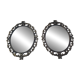 2 antique oval mirrors in heavy metal