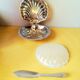 Shell butter dish and stainless steel knife