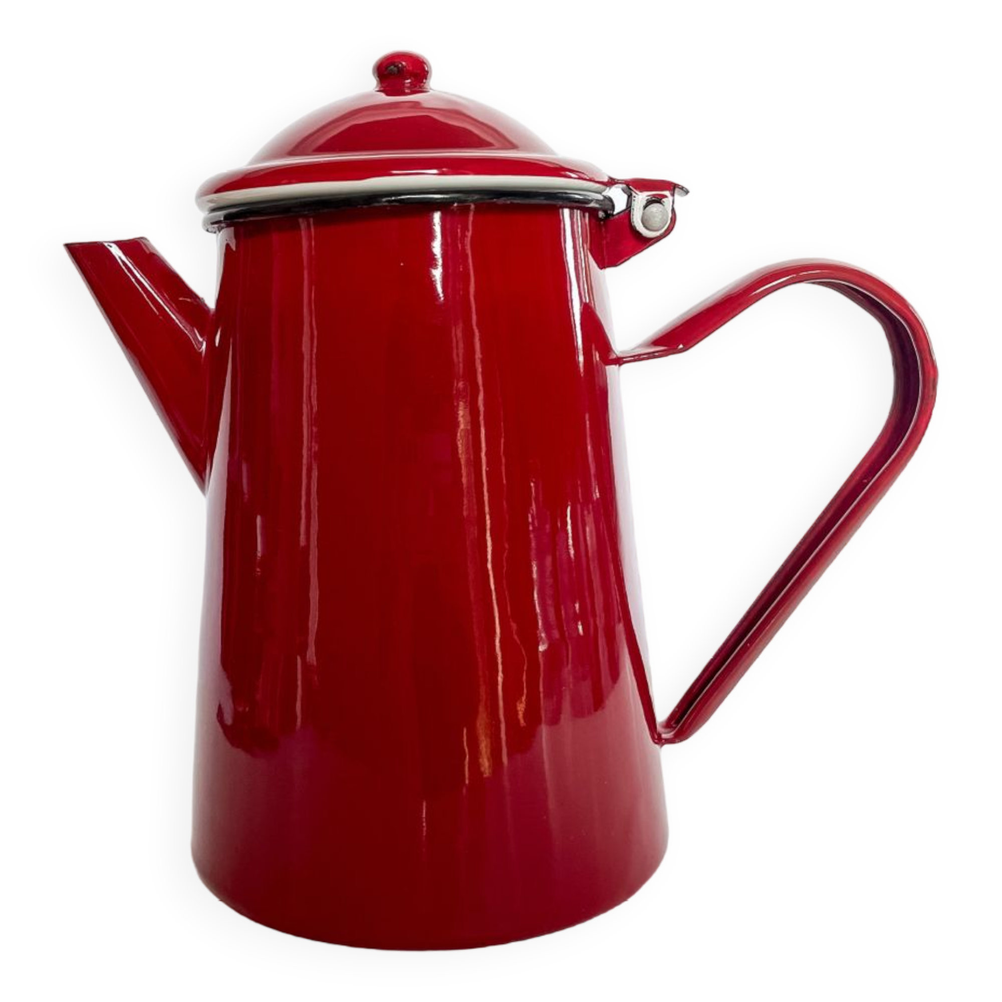 Red enamelled coffee maker
