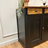 Parisian black and wood sideboard