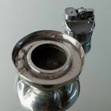 Silver-plated vintage Christian Dior Pumpkin set: two lidded metal bowls with removable integrated lighter, 1970s