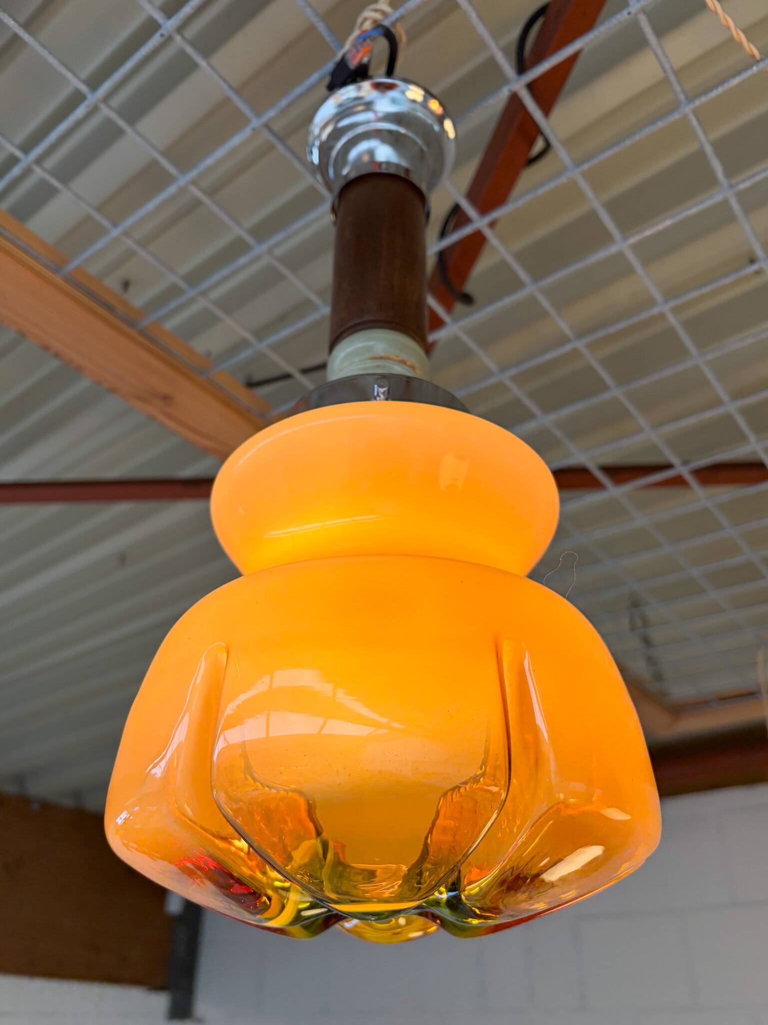 Amber colored Murano glass ceiling lamp from Italy, 1960s