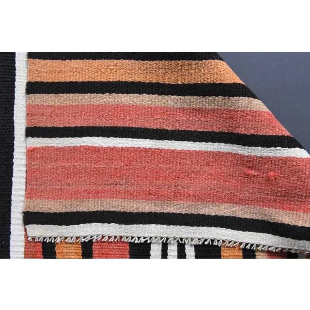 Vintage Turkish Oushak handmade wool cotton orange kilim runner rug 60x295