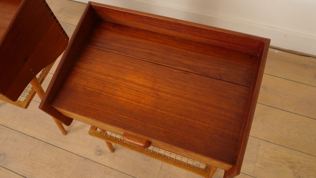 Ensemble de tables de chevet vintage danoises | Teck et chêne | Vintage