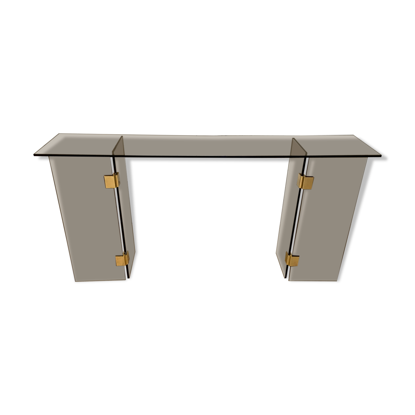 Console smoked glass and brass, 1970s