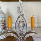 Double crystal candle holder from vannes le chatel 60s