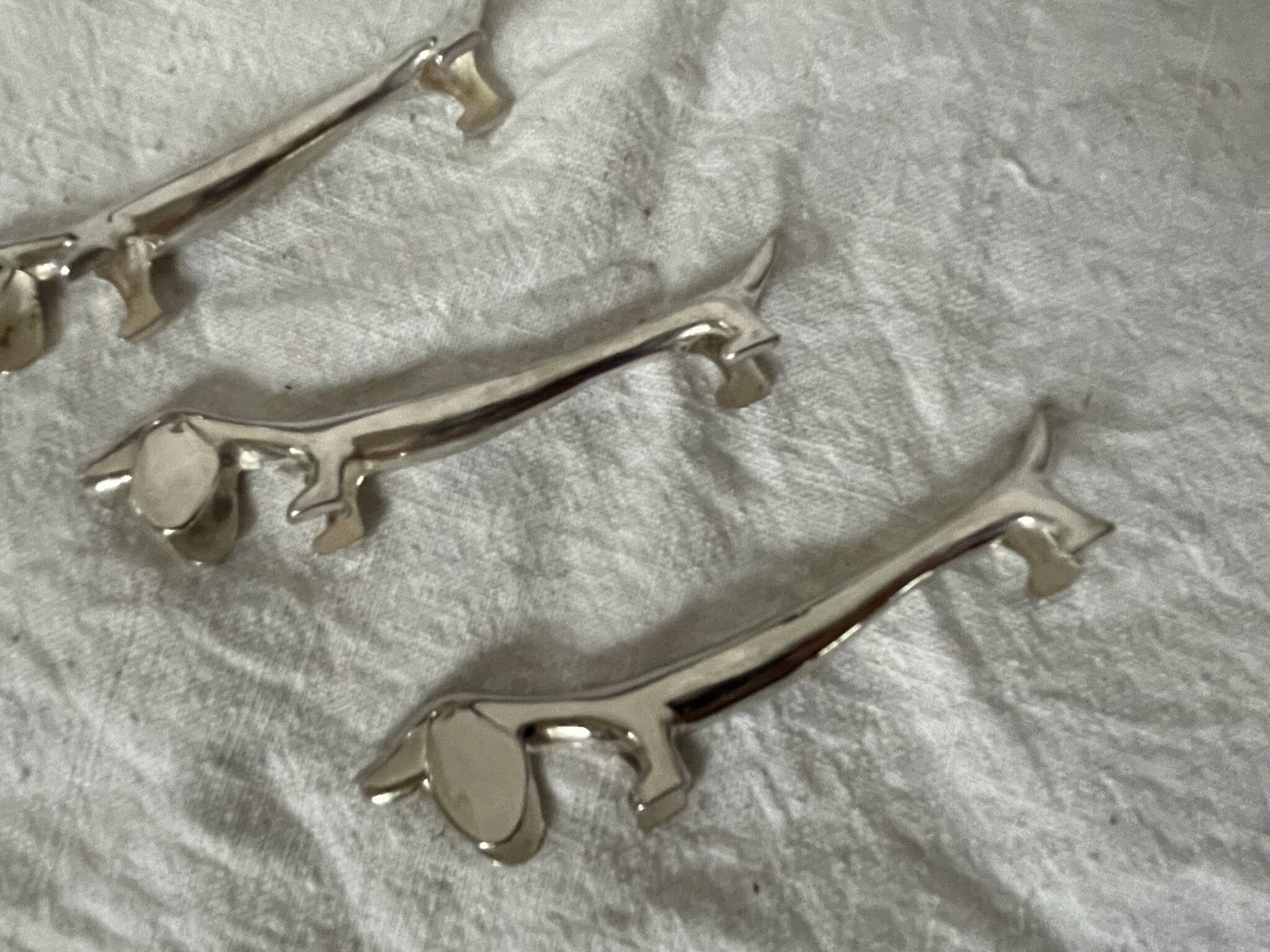 Silver dachshund knife holder