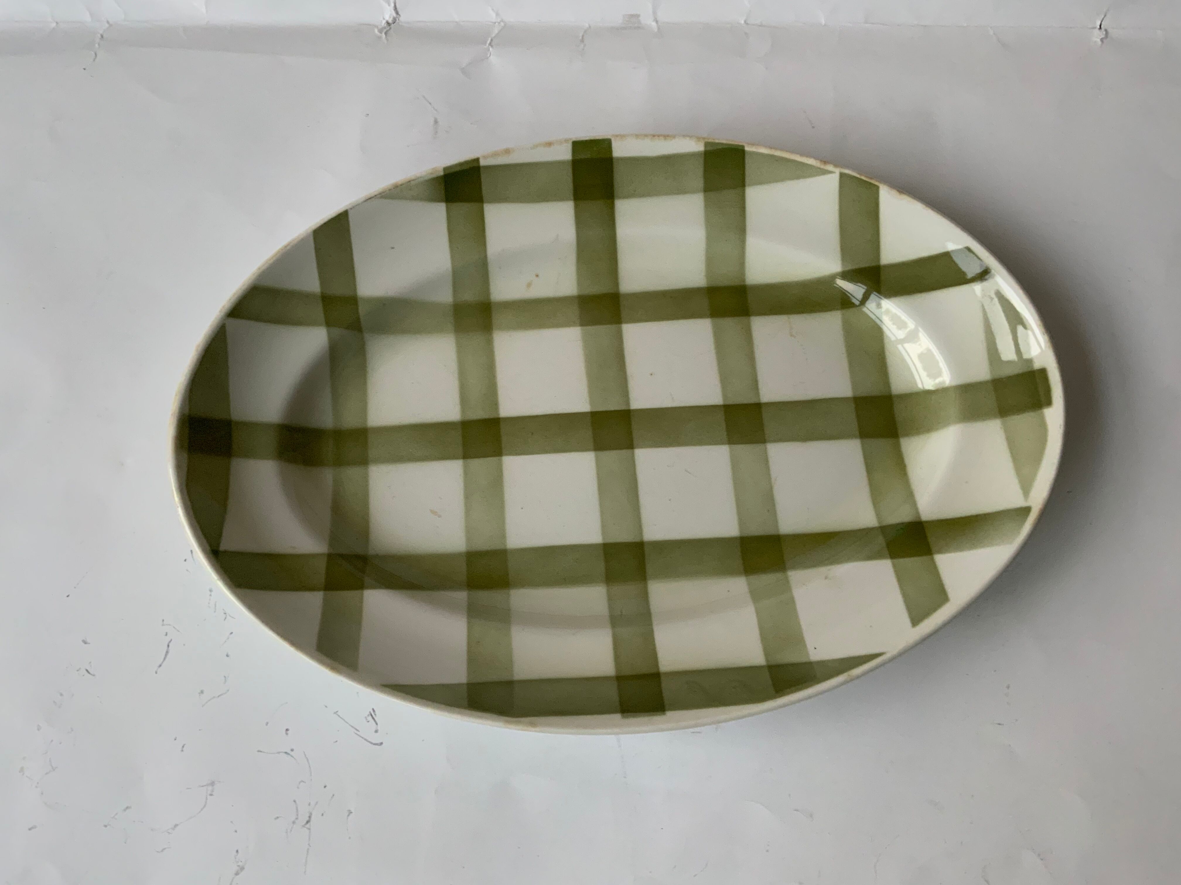 Selency oval checkered dish x Monoprix Croisé Laroche