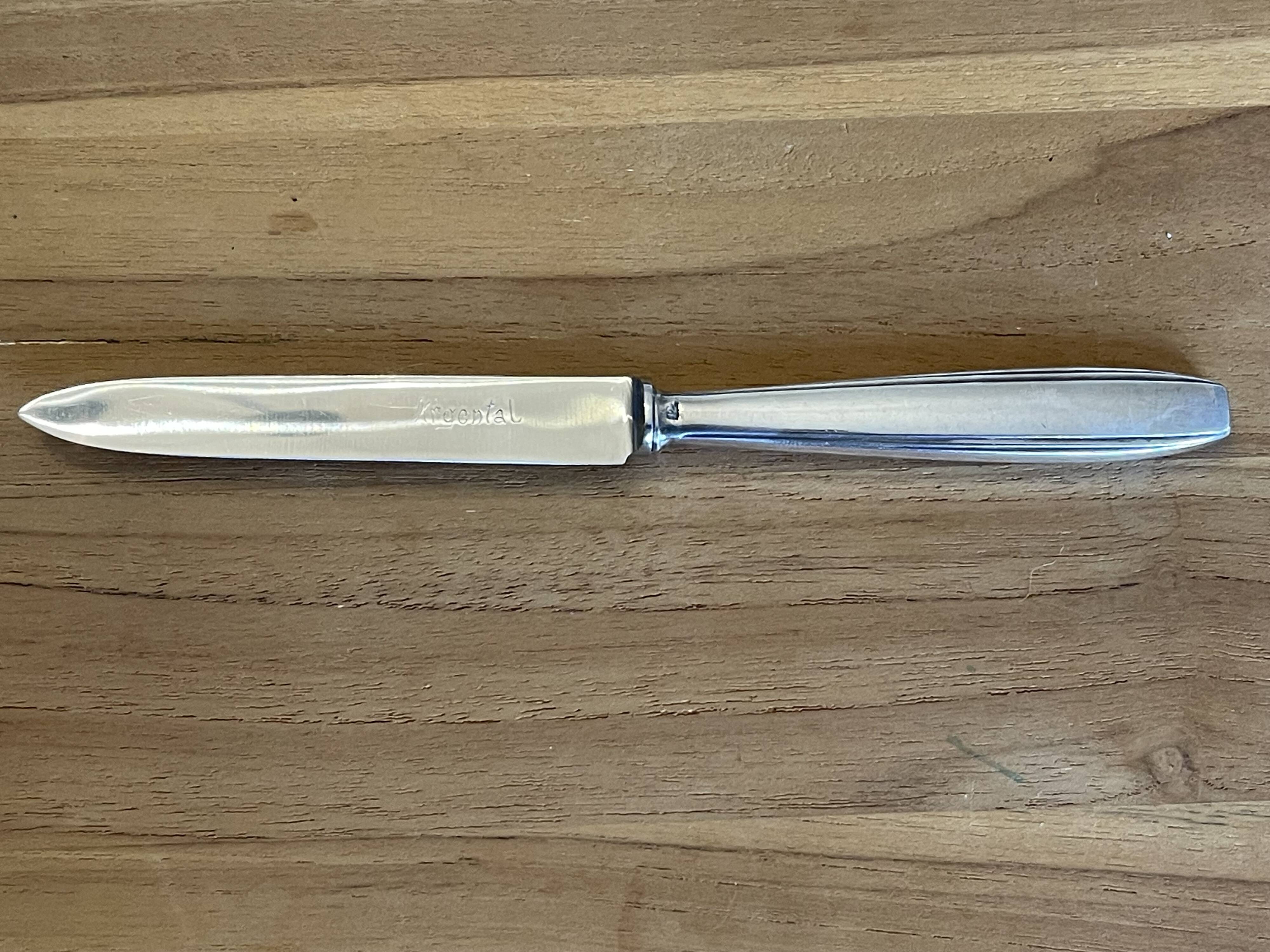 Set of 12 silver-plated metal knives Argental 17 cm