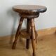 Rotating stool in solid wood, tripod base, 20th century
