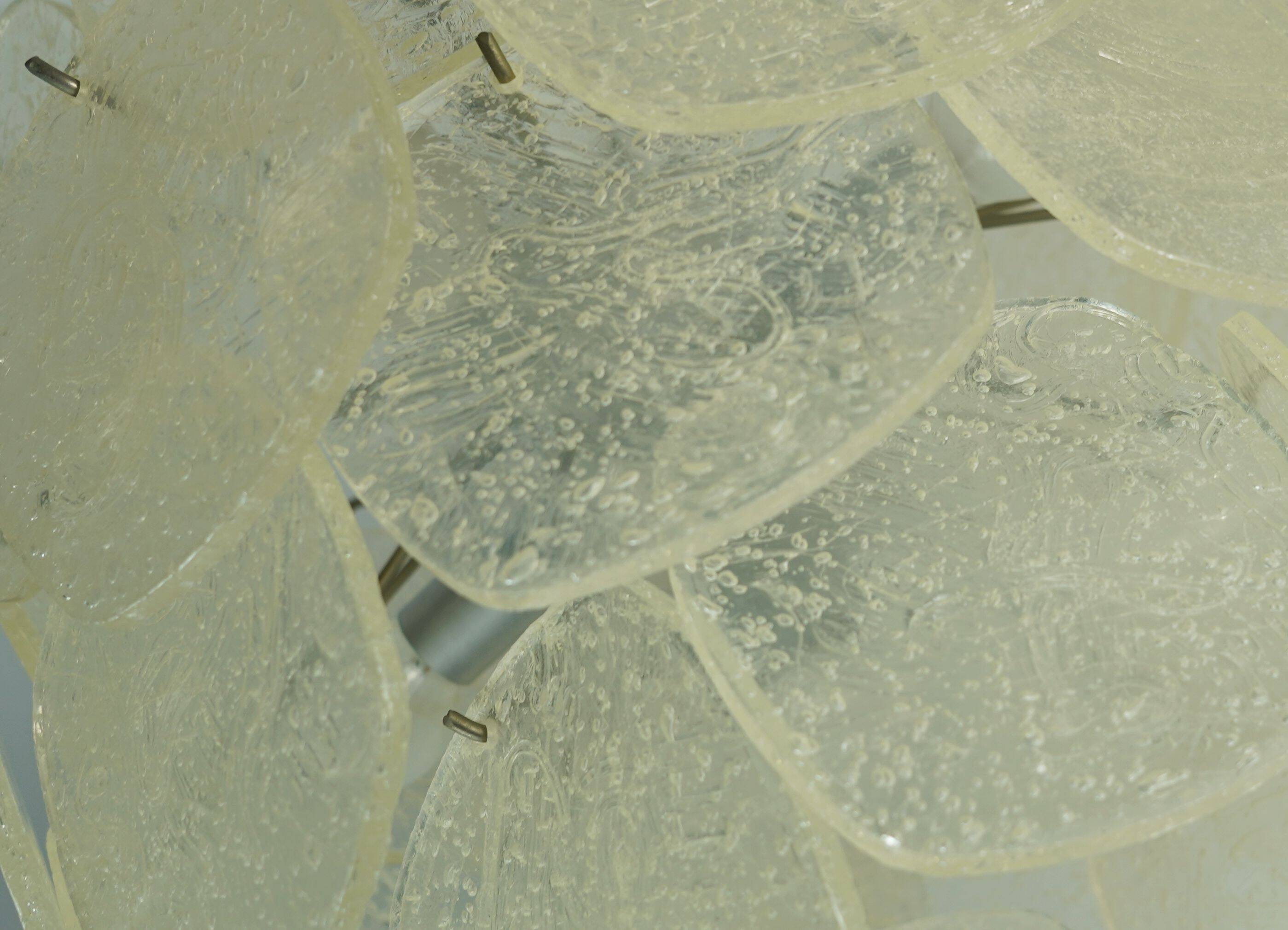 Mid century pendant light with 30 acrylic discs like ice glass 1960s 1970s