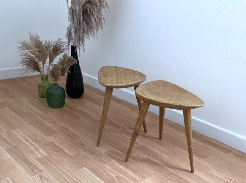 Duo of Tripods, 50s in oak