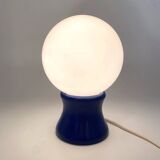 Lampe « Boule » bois laqué bleu, 1980s