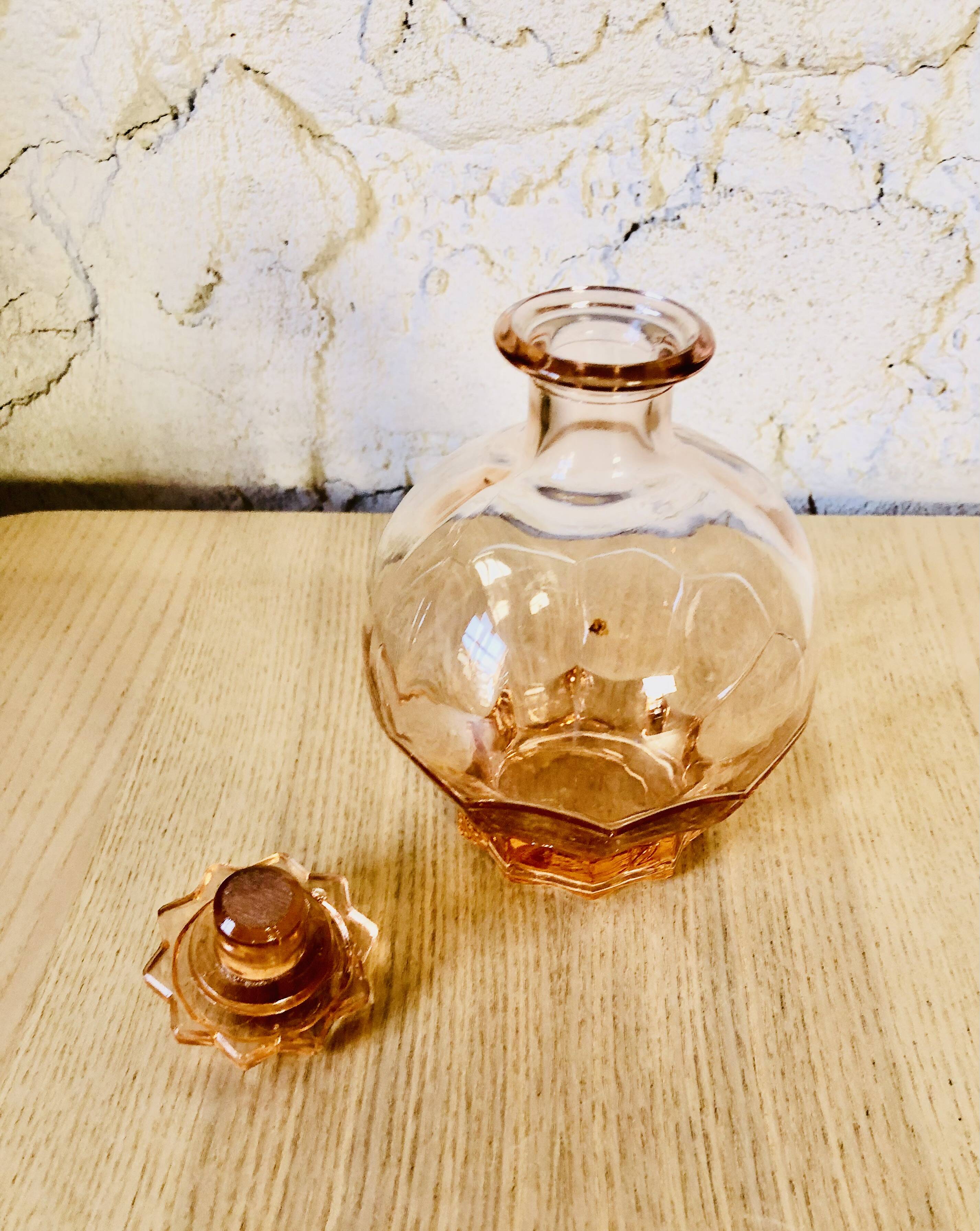 Vintage pink glass liqueur set