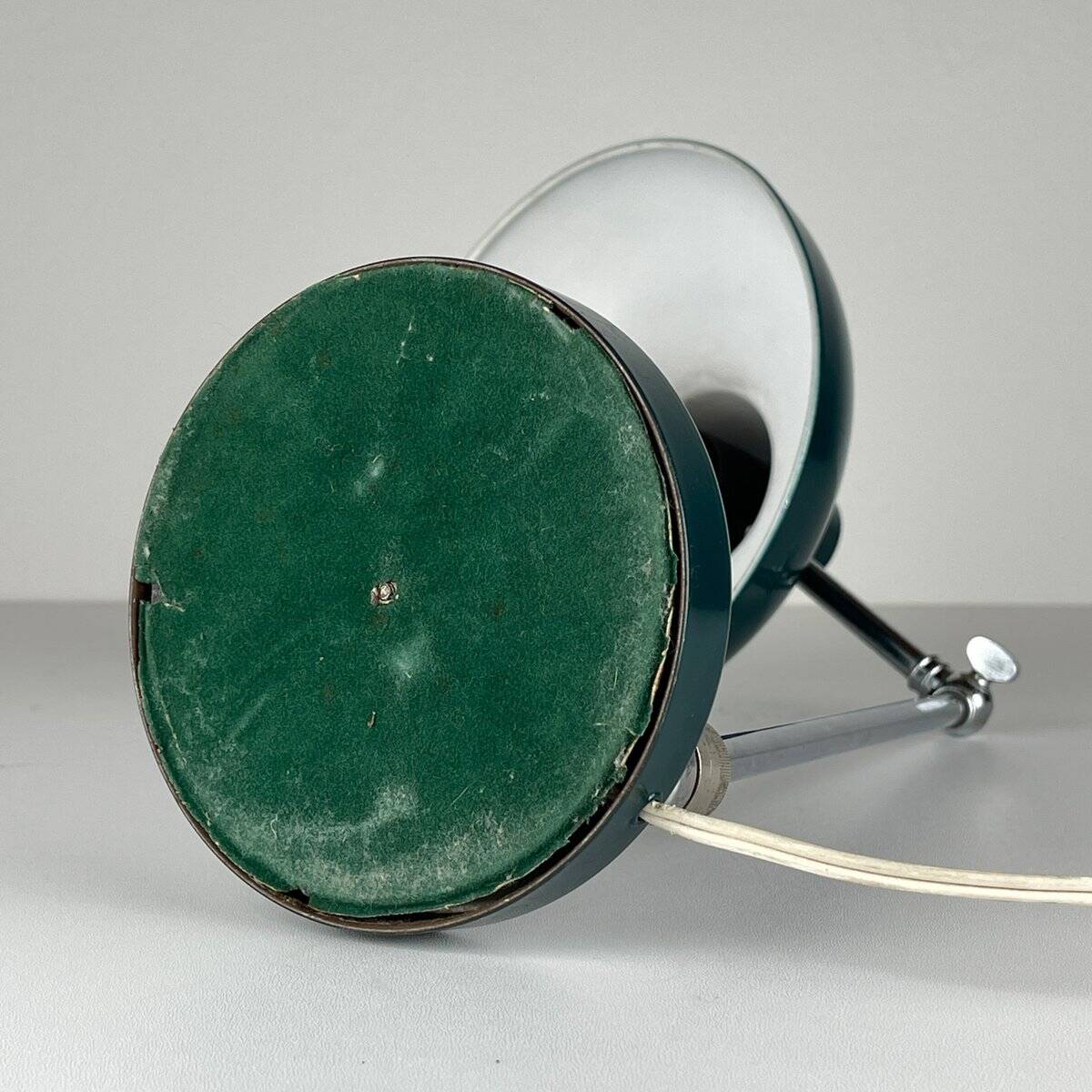 Green metal industrial desk lamp, Italy, 1960s