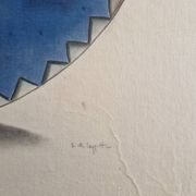 La Roche Laffitte (Born in 1943) - Watercolour drawing on silk - Dan mask